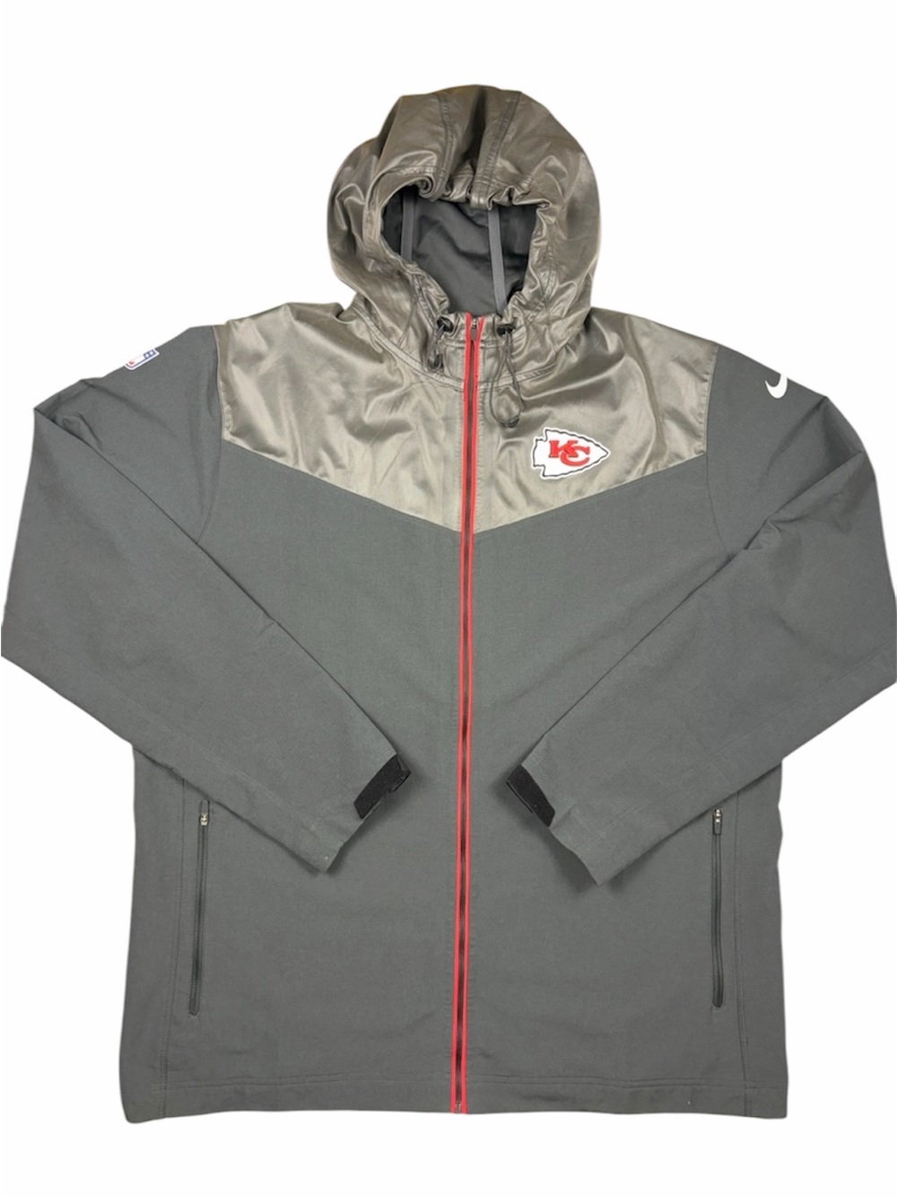 Nike Kansas City Chiefs NFL Gray Full-Zip Hooded Jacket XL Techwear